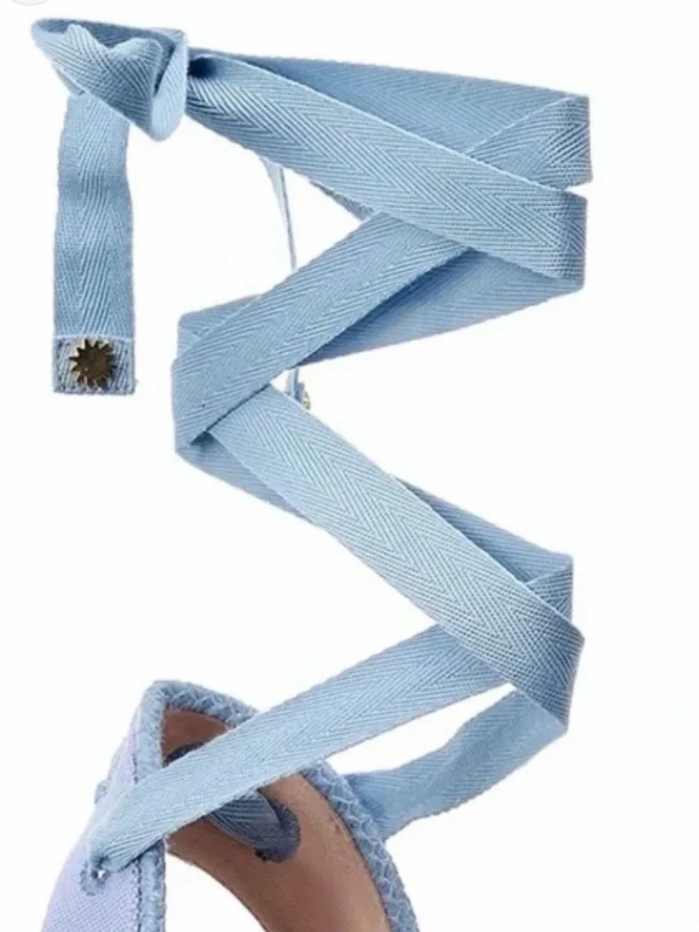Stuart Weitzman Light Blue Espadrille Wedge Ankle-Tie Sandals - Picture 3 of 12
